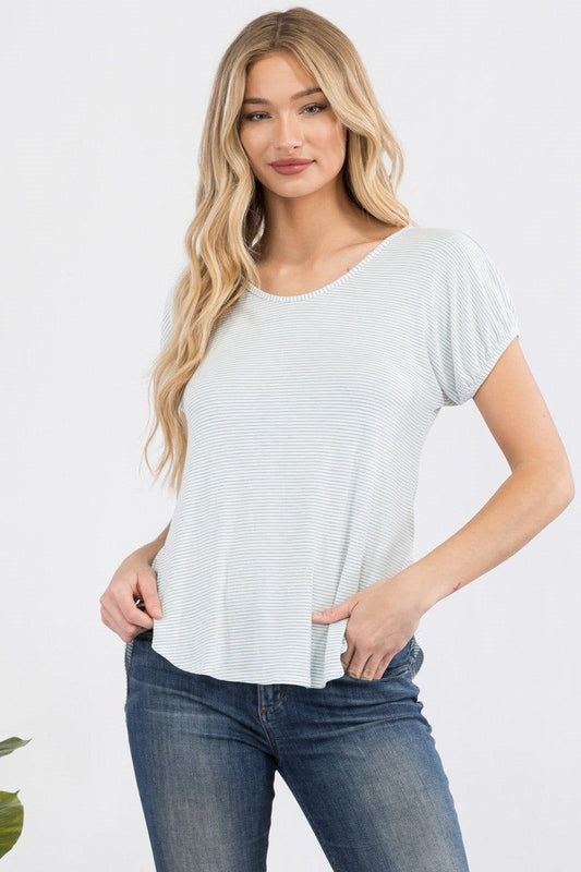 Light Blue Striped Top-Apparel & Accessories > Clothing > Shirts & Tops-Small-Quinn's Mercantile