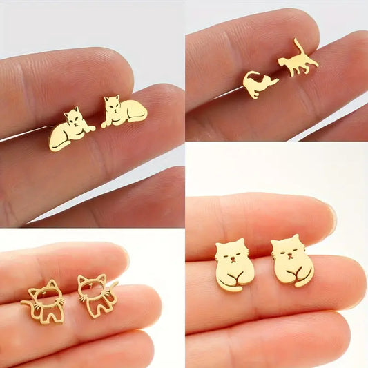 Kitty Stud Earrings-Jewelry > Apparel & Accessories > Jewelry > Earrings-Outline-Quinn's Mercantile