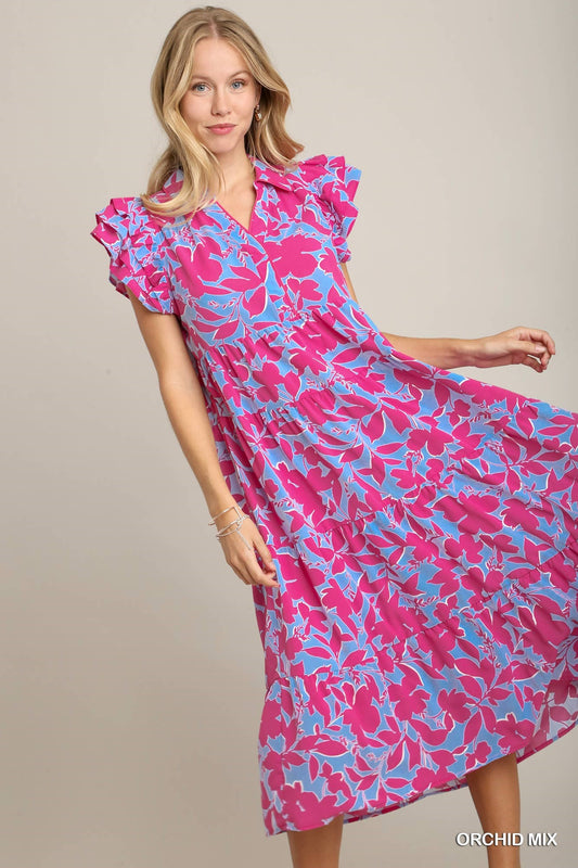 Floral Print Tiered Dress-Apparel > Apparel & Accessories > Clothing > Dresses-Small-Quinn's Mercantile