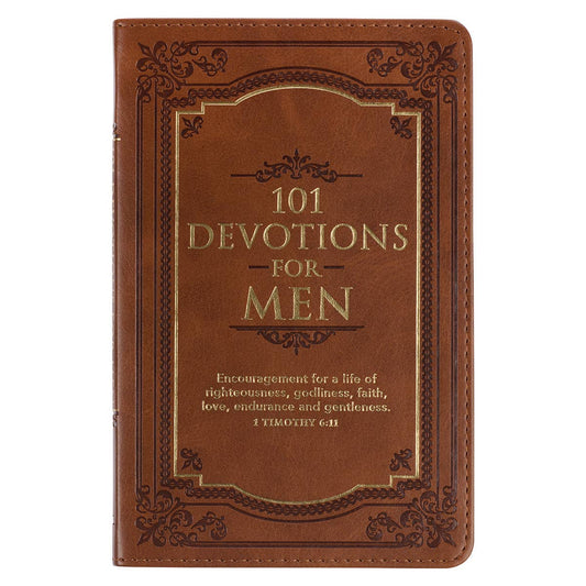 101 Devotions for Men Tawny Brown Faux Leather Devotional -Religious & Ceremonial > book-Quinn's Mercantile