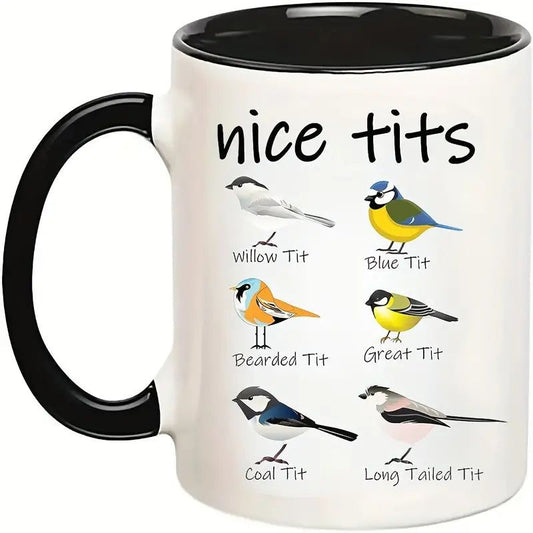Nice Tits Bird Mug-Home & Garden > Kitchen & Dining > Tableware > Drinkware > Mugs-Black Handle/Interior-Quinn's Mercantile