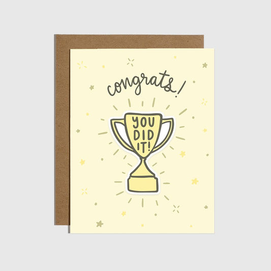 You Did It Trophy Sticker Card-Greeting & Note Cards > Arts & Entertainment > Party & Celebration > Gift Giving > Greeting & Note Cards-Quinn's Mercantile