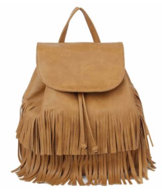 Fringe Drawstring Convertible Backpack-accessories > Apparel & Accessories > Handbags, Wallets & Cases > Handbags-Tan-Quinn's Mercantile