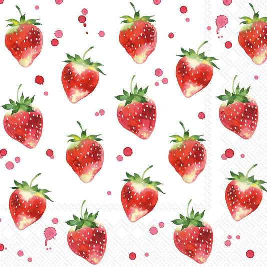 Soft Strawberries Lunch Napkins-Textiles > Home & Garden > Household Supplies > Household Paper Products > Napkins-Soft Strawberries-Quinn's Mercantile