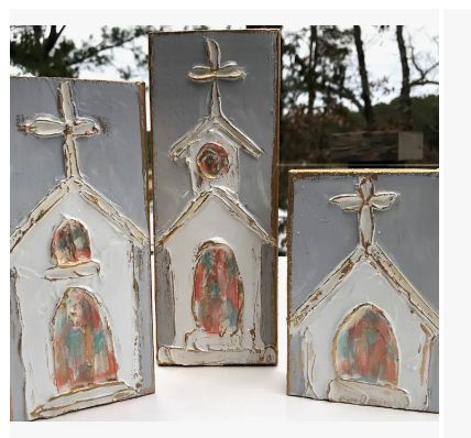 Church Wooden Blocks-For the Home > Home & Garden > Decor > Artwork-3.5" x 5.5"-Quinn's Mercantile
