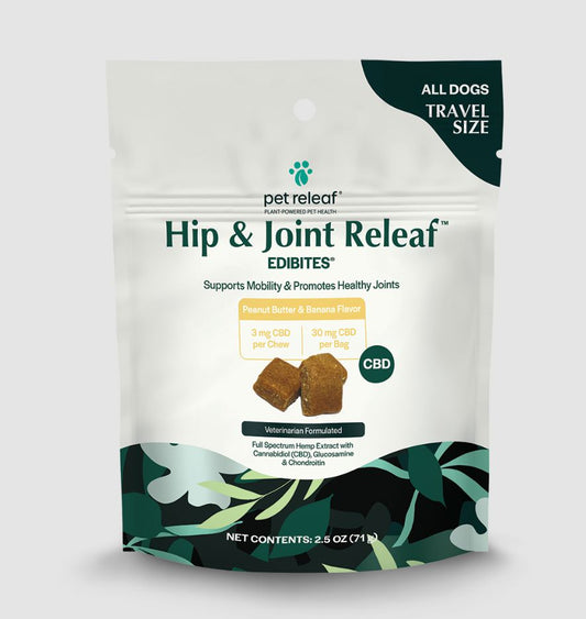 Releaf Canine Chews-Furry Friends > Animals & Pet Supplies > Pet Supplies > Dog Supplies > Dog Treats-Hip and Joint PB and Banana 3mg/30mg-Quinn's Mercantile