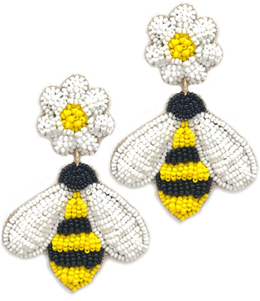 Beaded Bumblebee Earrings-Jewelry > Apparel & Accessories > Jewelry > Earrings-Quinn's Mercantile