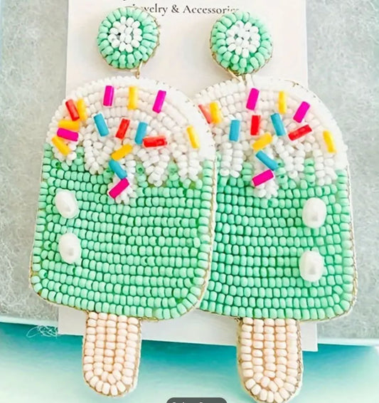 Ice Cream Beaded Earrings-Jewelry > Apparel & Accessories > Jewelry > Earrings-Quinn's Mercantile