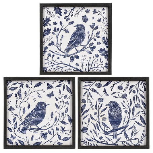Textured Blue and White Bird Prints-Wall Decor > Home & Garden > Decor > Artwork-Quinn's Mercantile