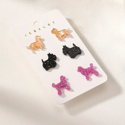 Acrylic Dog Stud Earrings-Jewelry > Apparel & Accessories > Jewelry > Earrings-Quinn's Mercantile