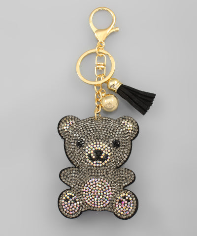 Teddy Bear Crystal Puffer Keychain