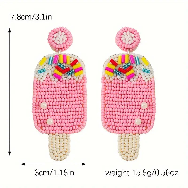 Ice Cream Beaded Earrings-Jewelry > Apparel & Accessories > Jewelry > Earrings-Quinn's Mercantile