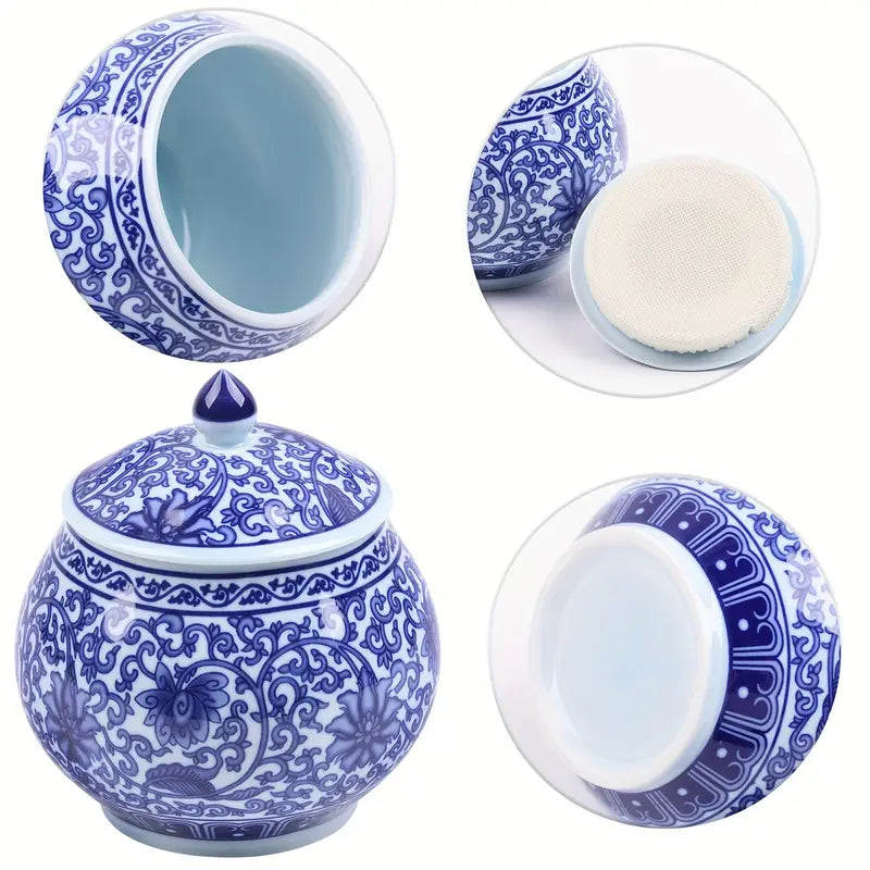 Blue and White Tea Jar-Home & Garden > Decor > Decorative Jars-Quinn's Mercantile