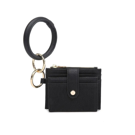 Sammie Mini Snap Wallet with Ring-Apparel & Accessories > Handbag & Wallet Accessories-Black-Quinn's Mercantile