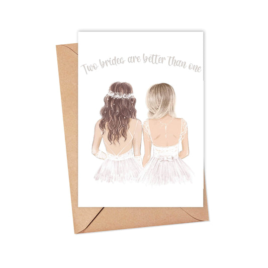 Two Brides Lesbian Wedding Greeting Card-greeting cards > Arts & Entertainment > Party & Celebration > Gift Giving > Greeting & Note Cards-Quinn's Mercantile