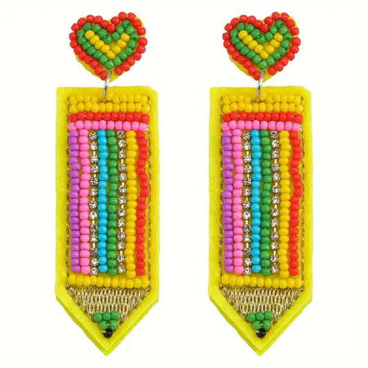 Beaded Pencil Earrings-Jewelry > Apparel & Accessories > Jewelry > Earrings-Quinn's Mercantile
