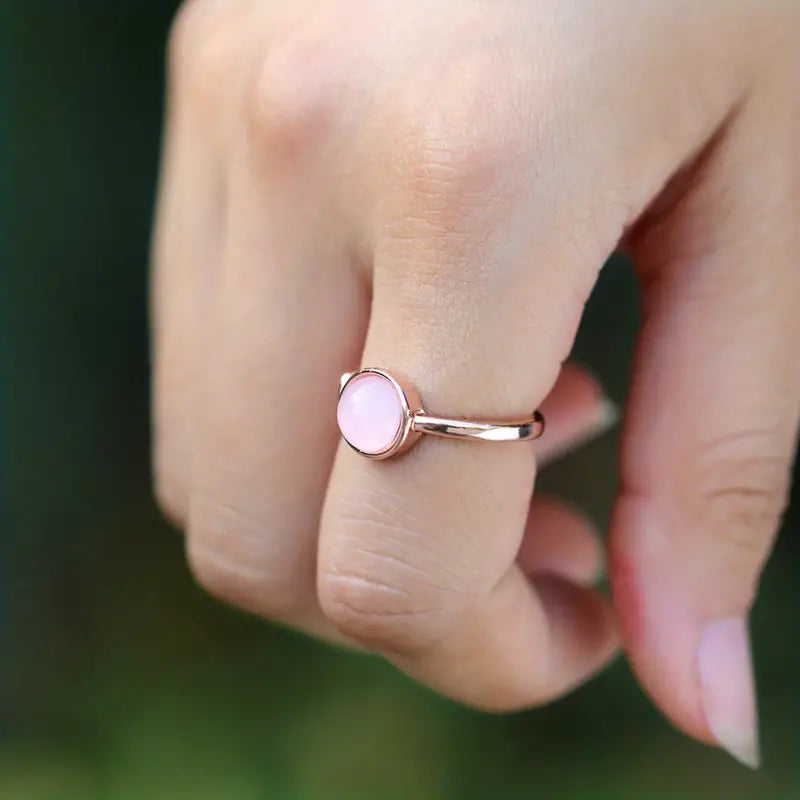 Pink Moonstone Ring Size 8-Jewelry > Apparel & Accessories > Jewelry > Rings-Quinn's Mercantile