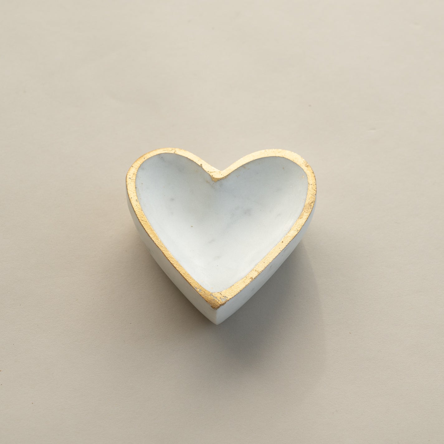 Marble Heart Tray with Gold Edging