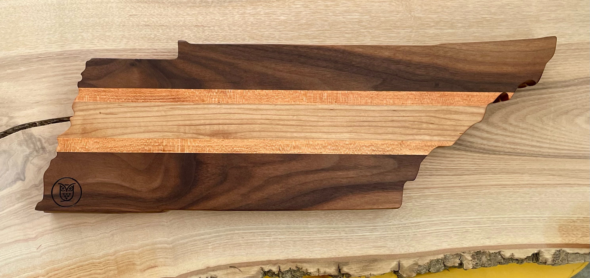 Handcrafted Tennessee State Charcuterie Board-handmade > Home & Garden > Kitchen & Dining > Kitchen Tools & Utensils > Cutting Boards-Walnut Maple Orange Osage-Quinn's Mercantile