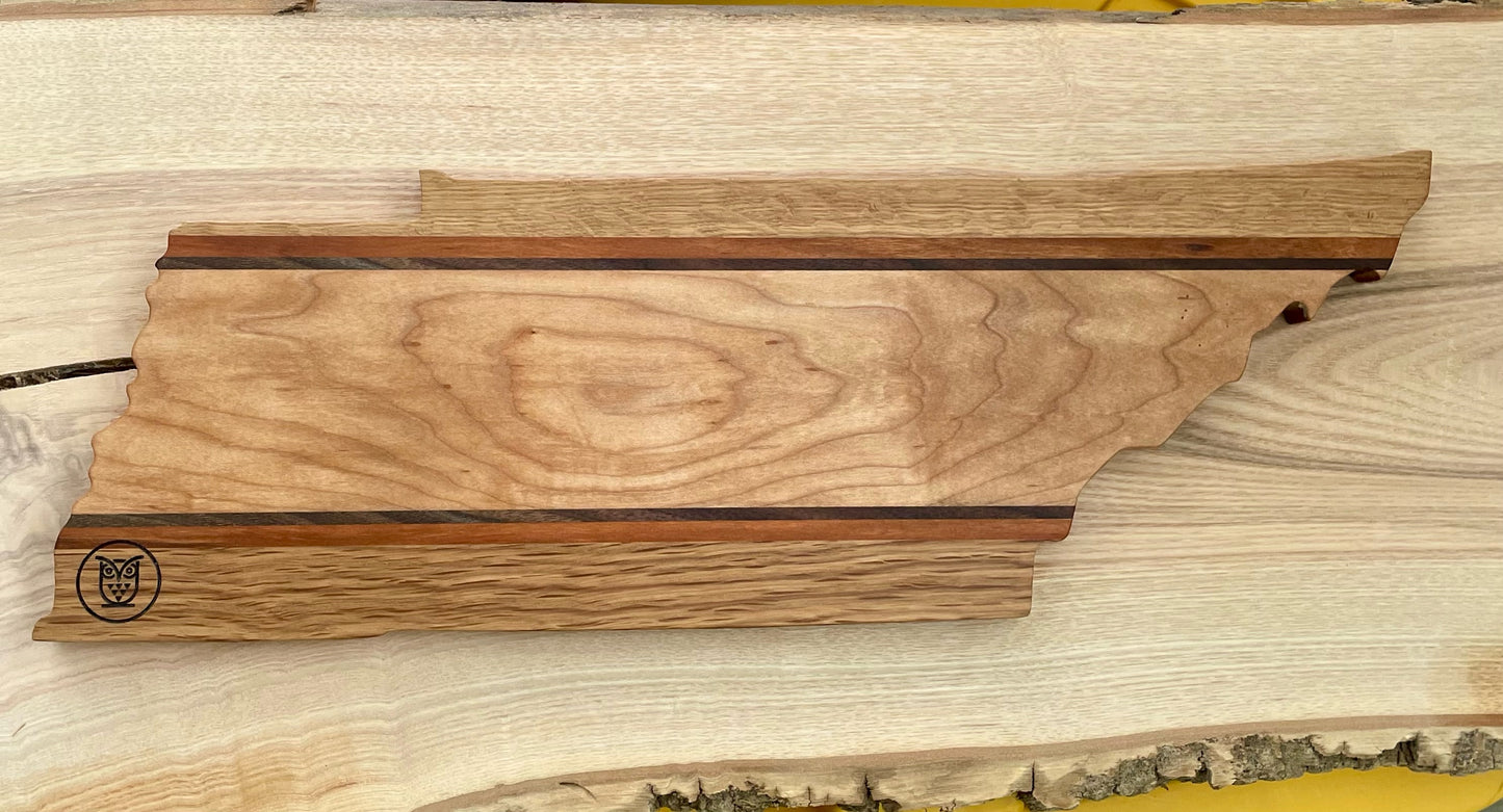 Handcrafted Tennessee State Charcuterie Board-handmade > Home & Garden > Kitchen & Dining > Kitchen Tools & Utensils > Cutting Boards-White Oak Walnut Maple Cherry-Quinn's Mercantile