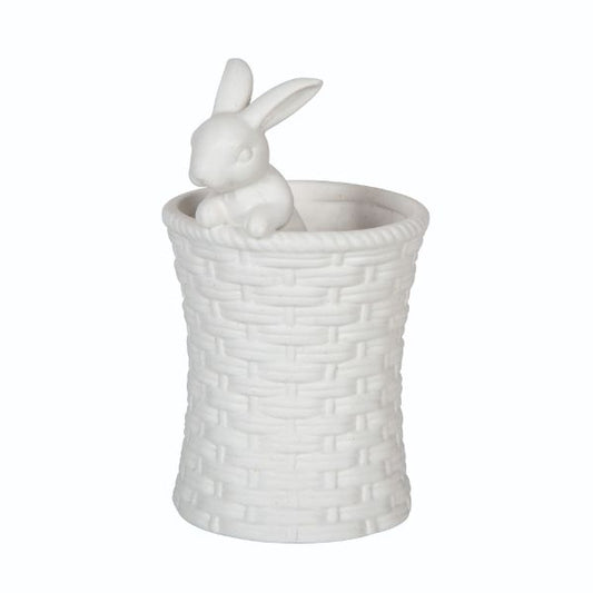 Ceramic Woven Bunny Vase: 7.5 In. tall