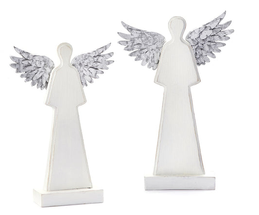 Distressed Wooden Angel Figurines