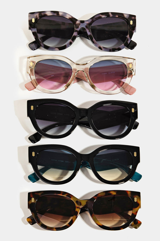 Retro Gold Accent Sunglasses-Apparel & Accessories > Clothing Accessories > Sunglasses-Black-Quinn's Mercantile