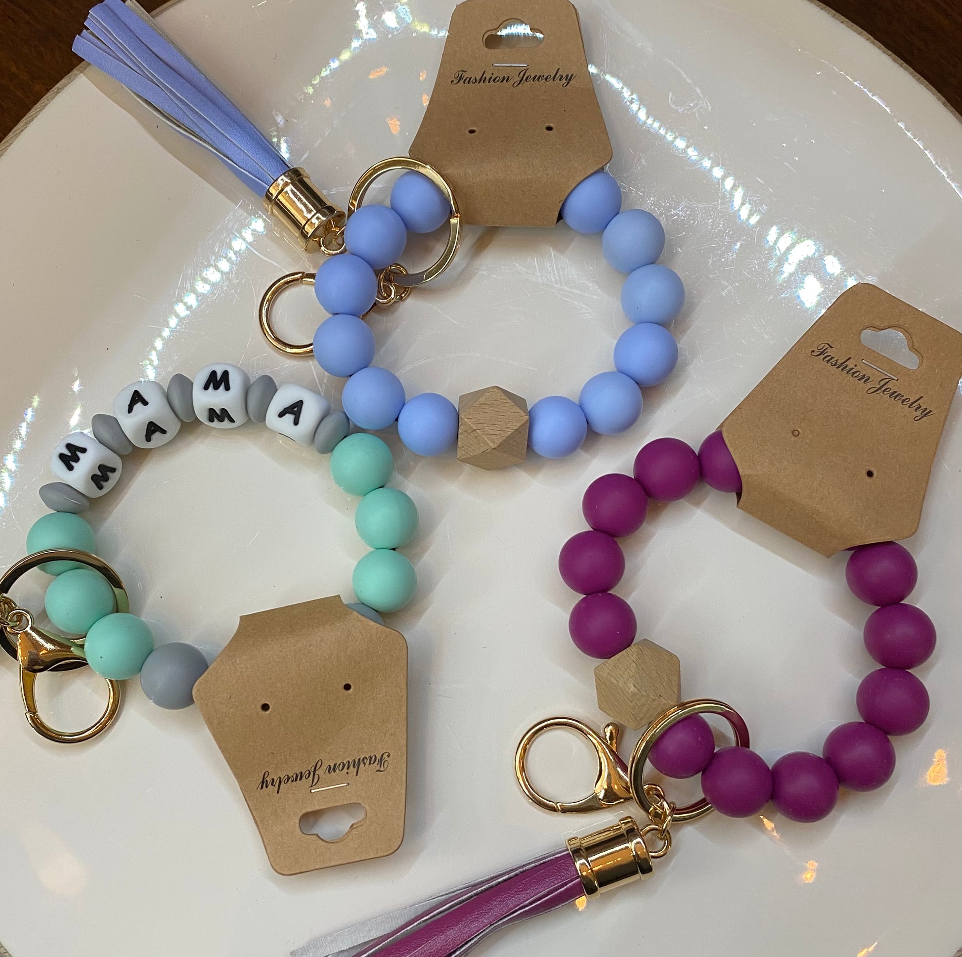 Silicone Beaded Key Rings-apparel & Accessories > Handbag & Wallet Accessories > Keychains-Magenta-Quinn's Mercantile