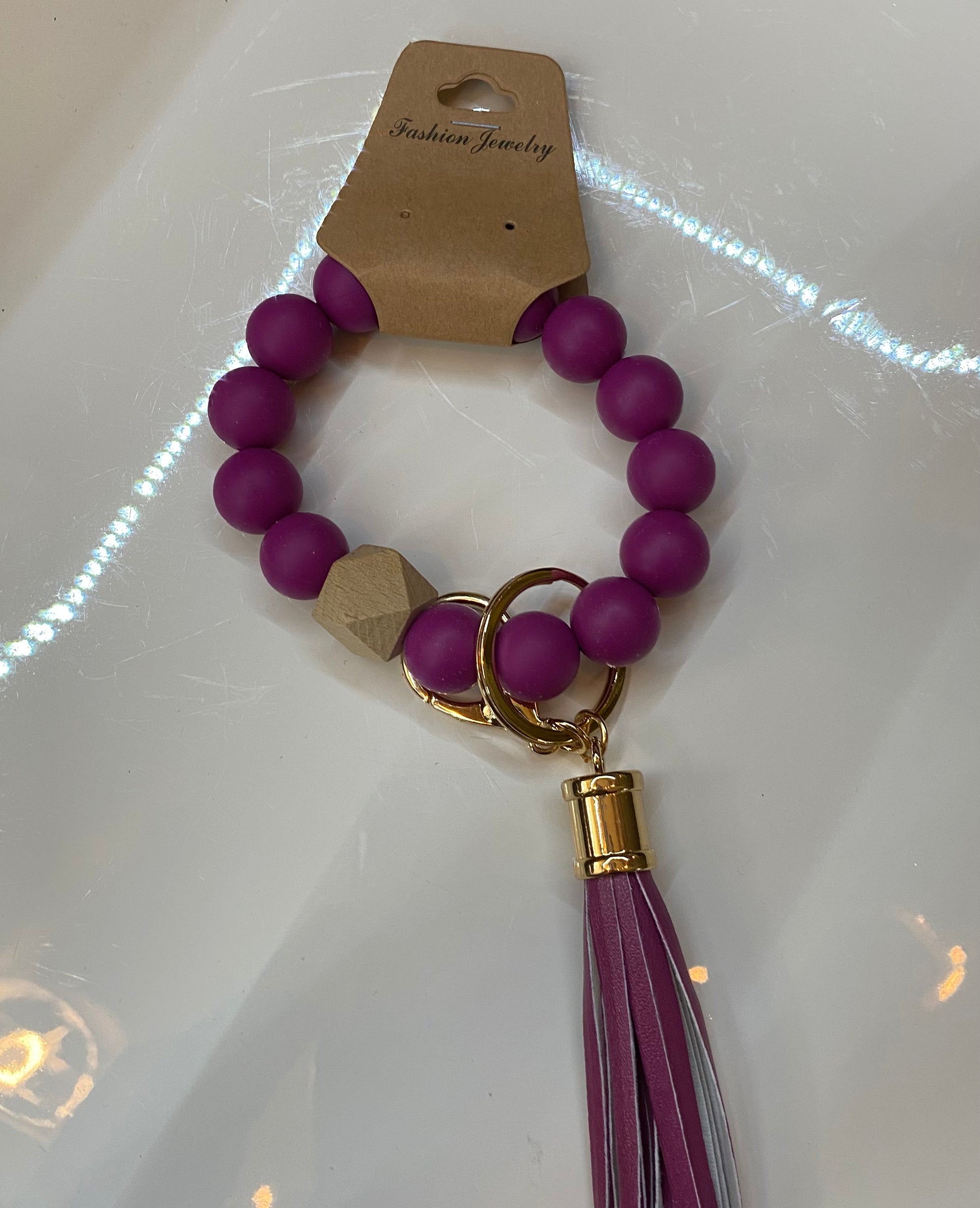 Silicone Beaded Key Rings-apparel & Accessories > Handbag & Wallet Accessories > Keychains-Magenta-Quinn's Mercantile