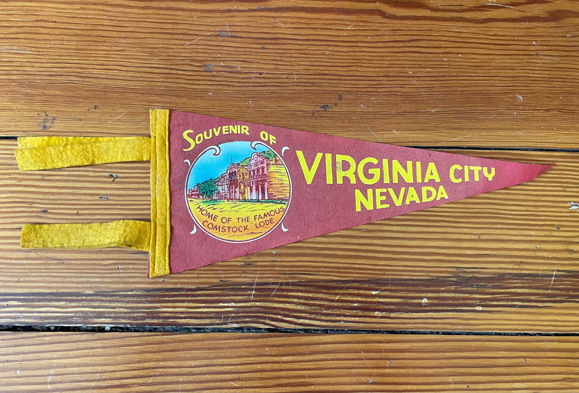 Vintage Mini Pennants-Vintage Finds > Home & Garden > Decor > Flag-Virginia City, Nevada - Red-Quinn's Mercantile