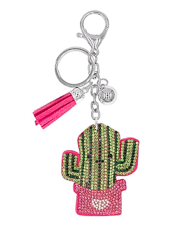 Cartoon Cactus Puffer Key Chain