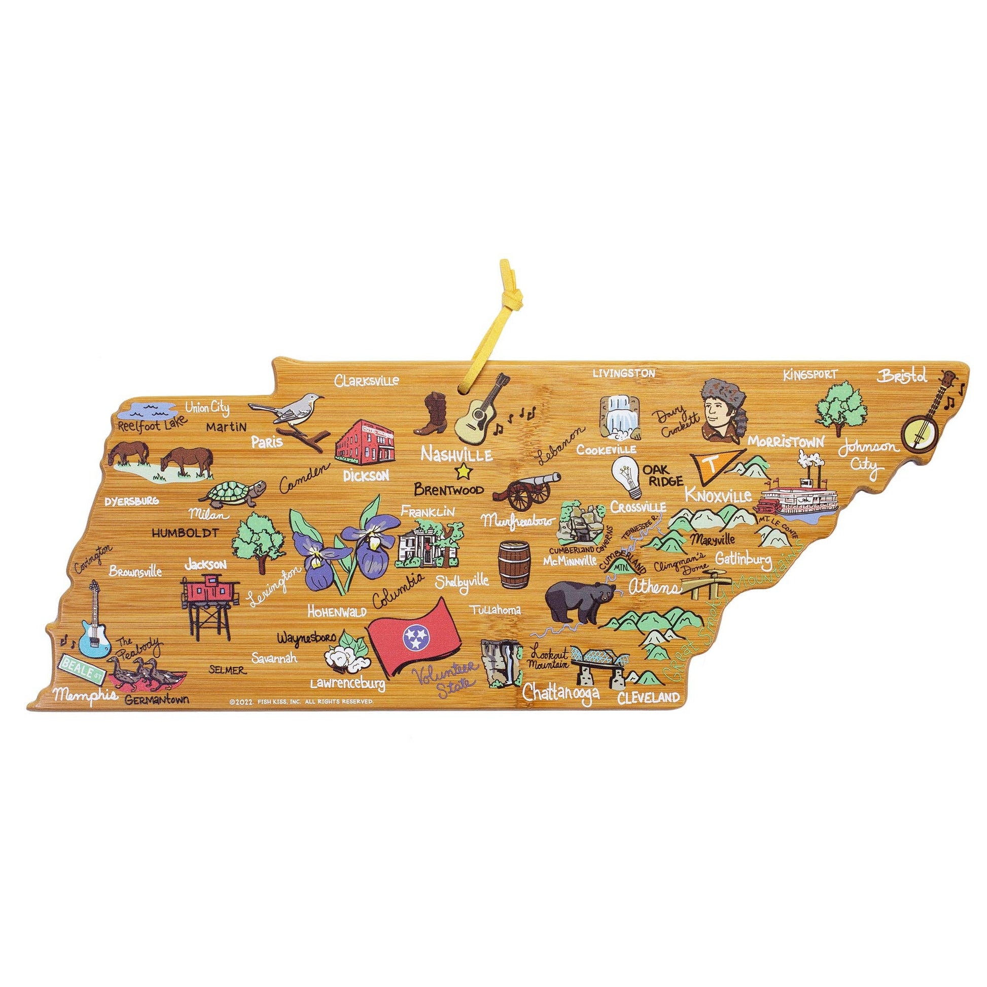 Tennessee Cutting Board with Colorful Artwork-kitchen > Home & Garden > Kitchen & Dining > Kitchen Tools & Utensils > Cutting Boards-Quinn's Mercantile