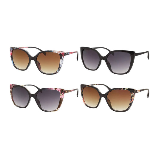 Women's Floral Print Cat Eye Sunglasses-Apparel & Accessories > Clothing Accessories > Sunglasses-Blue Multi-Quinn's Mercantile