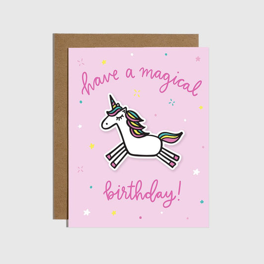 Magical Birthday Unicorn Sticker Card-Greeting and Notecards > Gifts > Arts & Entertainment > Party & Celebration > Gift Giving > Greeting & Note Cards-Quinn's Mercantile
