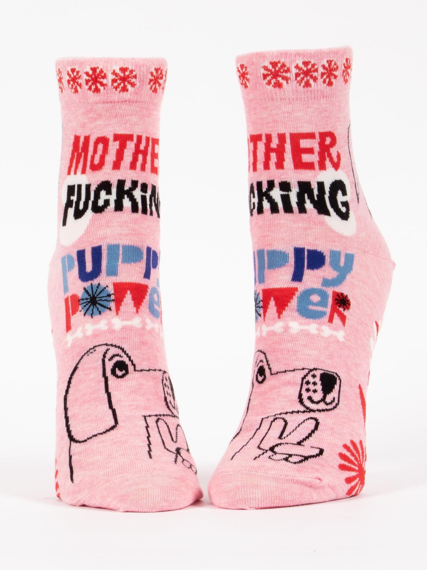 Mother Fucking Puppy Power Women's Ankle Socks-Apparel > Apparel & Accessories > Clothing > Underwear & Socks-Quinn's Mercantile