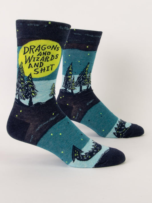 Dragons And Wizards And Shit Men's Crew Socks-Apparel > Apparel & Accessories > Clothing > Underwear & Socks-Quinn's Mercantile