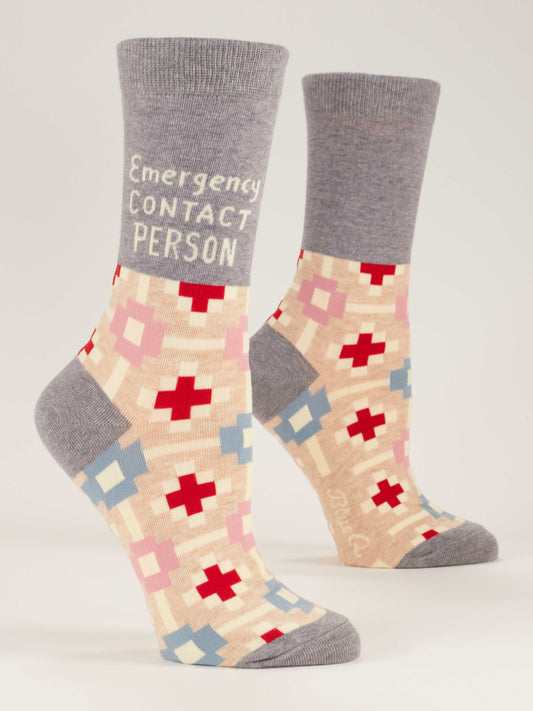 Emergency Contact Person Crew Socks-Apparel > Apparel & Accessories > Clothing > Underwear & Socks-Quinn's Mercantile