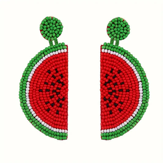 Watermelon Beaded Earrings-Jewelry > Apparel & Accessories > Jewelry > Earrings-Quinn's Mercantile