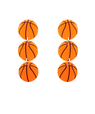 Linked 3 Basketball Drop Earrings-Apparel & Accessories > Jewelry > Earrings-Quinn's Mercantile