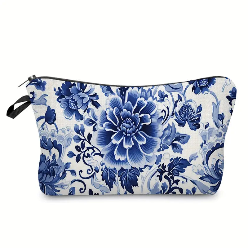 Blue and White Makeup Bags-Luggage & Bags > Shopping Totes-Quinn's Mercantile