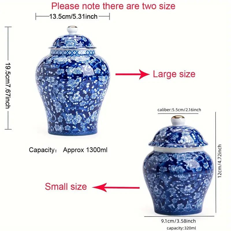 Blue and White Large Ceramic Jar