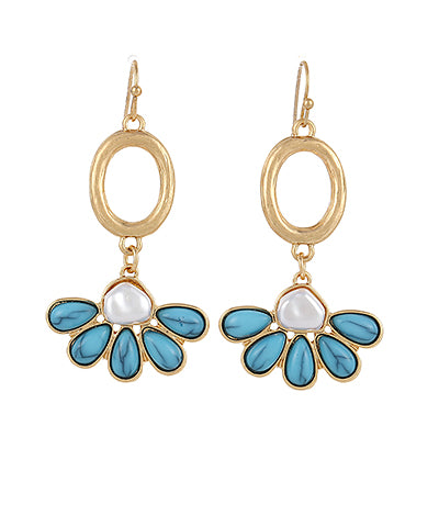 Half Petal and Pearl Bud Drop Earring-Jewelry > Apparel & Accessories > Jewelry > Earrings-Quinn's Mercantile