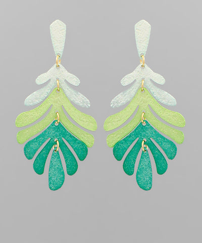 Matte Color Fern Leaf Drop Earrings-Jewelry > Apparel & Accessories > Jewelry > Earrings-Quinn's Mercantile