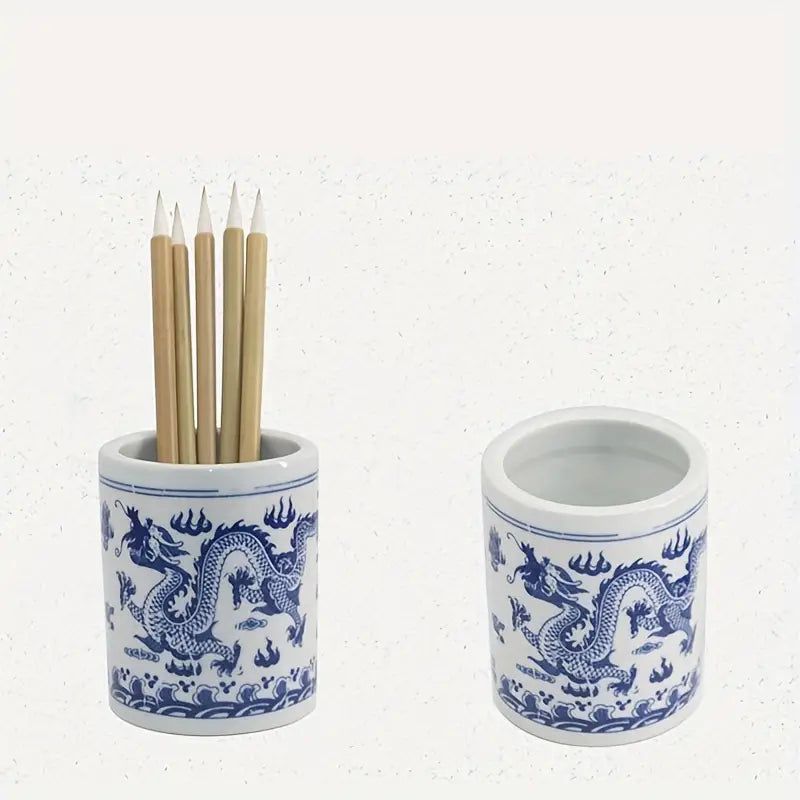 Blue and White Pencil Cup-Office Supplies > Filing & Organization-Quinn's Mercantile