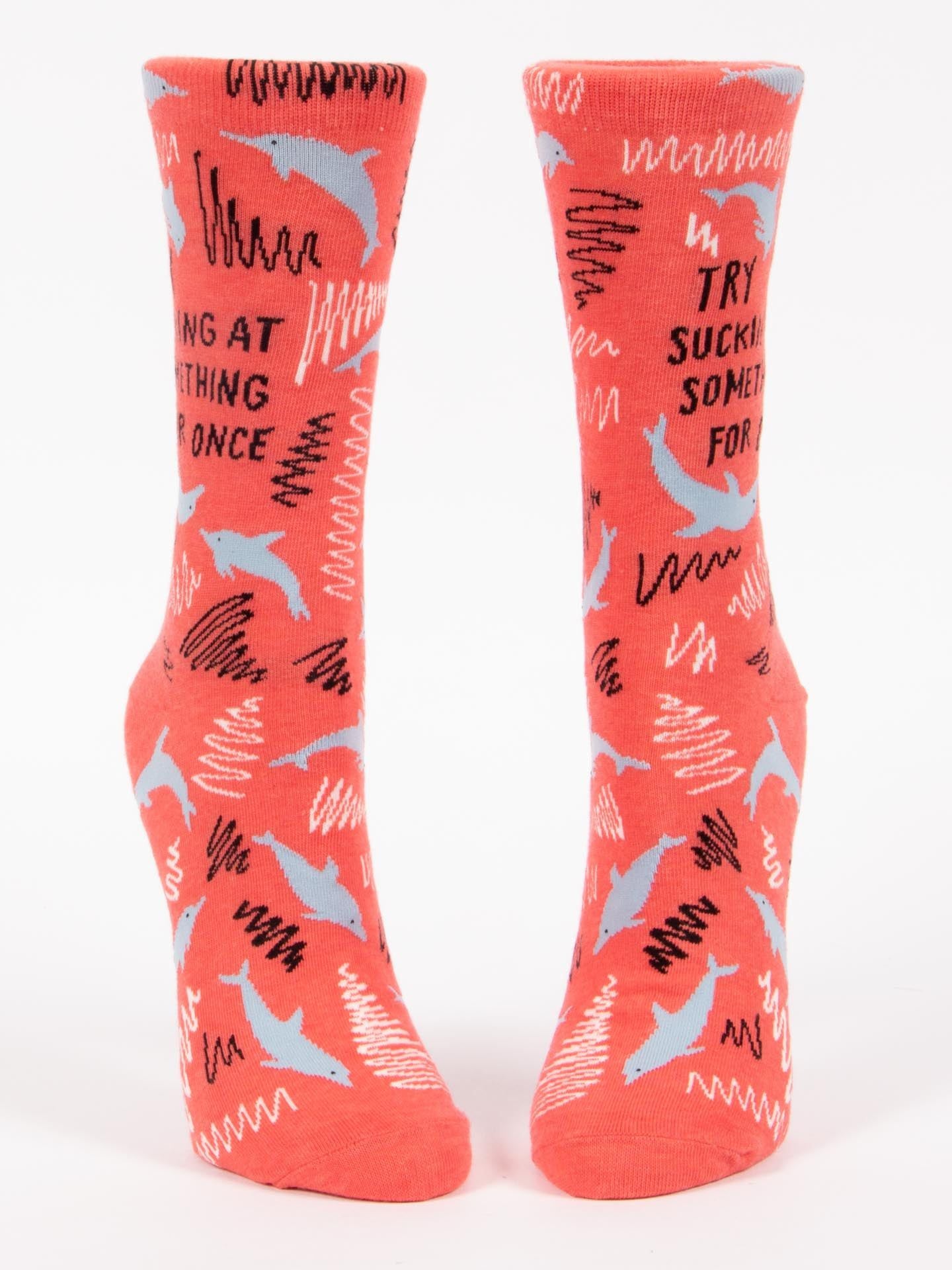 Try Sucking At Something For Once Women's Crew Socks-Apparel > Apparel & Accessories > Clothing > Underwear & Socks-Quinn's Mercantile