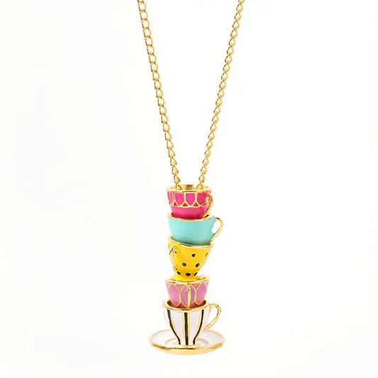 Long Teacup Necklace-Jewelry > Apparel & Accessories > Jewelry > Necklaces-Quinn's Mercantile