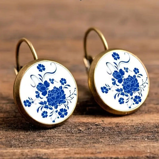 Boho Blue and White Earrings-Apparel & Accessories > Jewelry > Earrings-Quinn's Mercantile