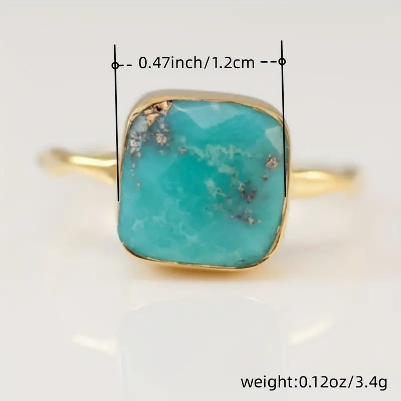 Square Turquoise Ring Size 8-Jewelry > Apparel & Accessories > Jewelry > Rings-Quinn's Mercantile