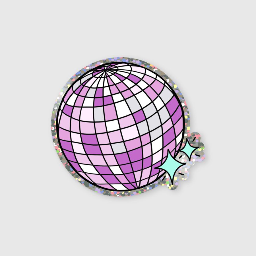 Disco Ball Glitter Sticker-Decorative Stickers > Arts & Entertainment > Hobbies & Creative Arts > Arts & Crafts > Art & Crafting Materials > Embellishments & Trims > Decorative Stickers-Quinn's Mercantile