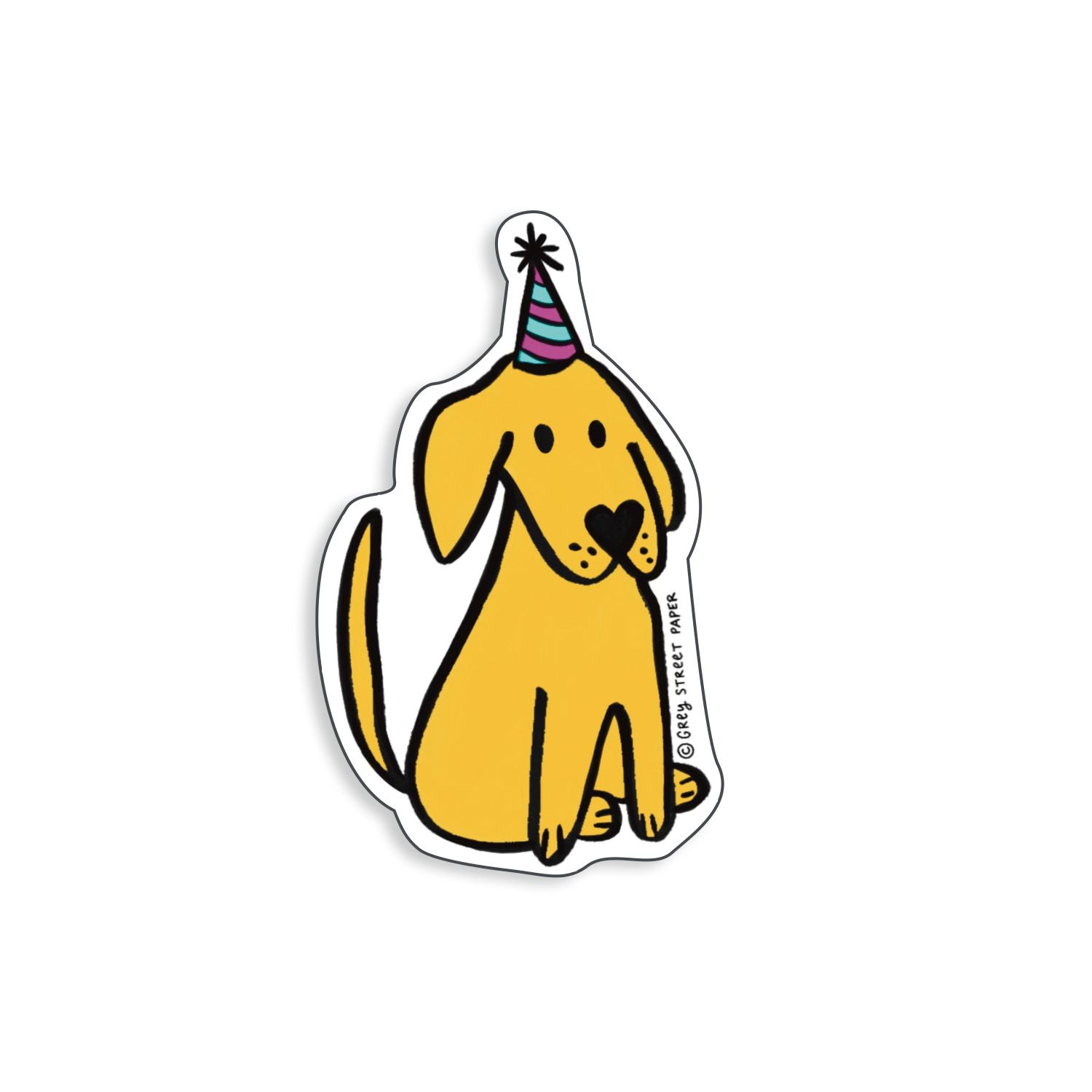 Party Hat Dog Sticker-Decorative Stickers > Arts & Entertainment > Hobbies & Creative Arts > Arts & Crafts > Art & Crafting Materials > Embellishments & Trims > Decorative Stickers-Quinn's Mercantile